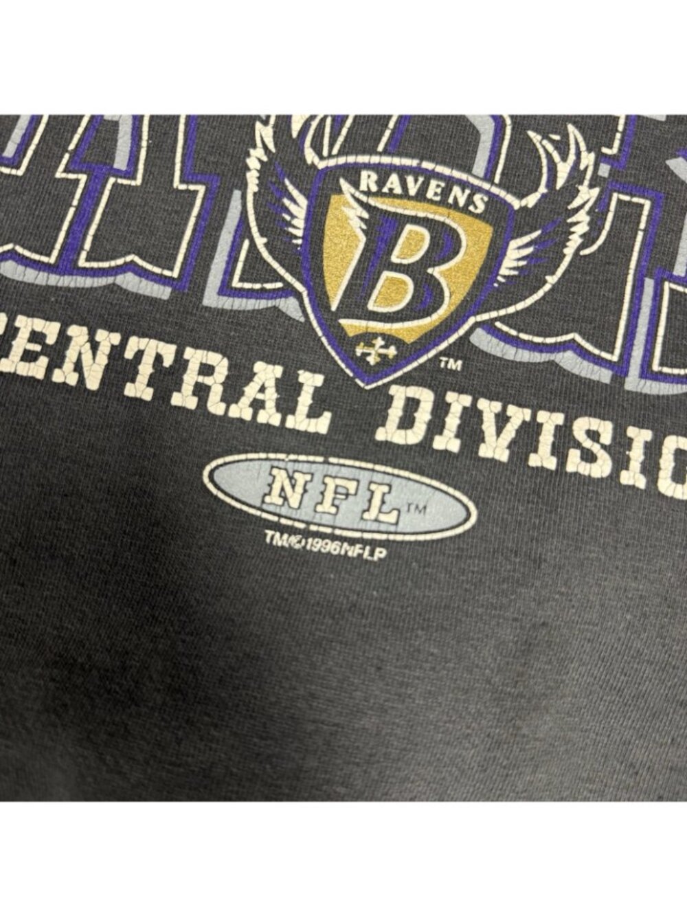 Vintage 90s Baltimore Ravens Sweatshirt Mens L Thrashed Faded Black NFL - Picture 7 of 11